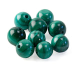 8mm all natural Malachite round beads.  Vintage high quality. 1980s. 16 inch strand.