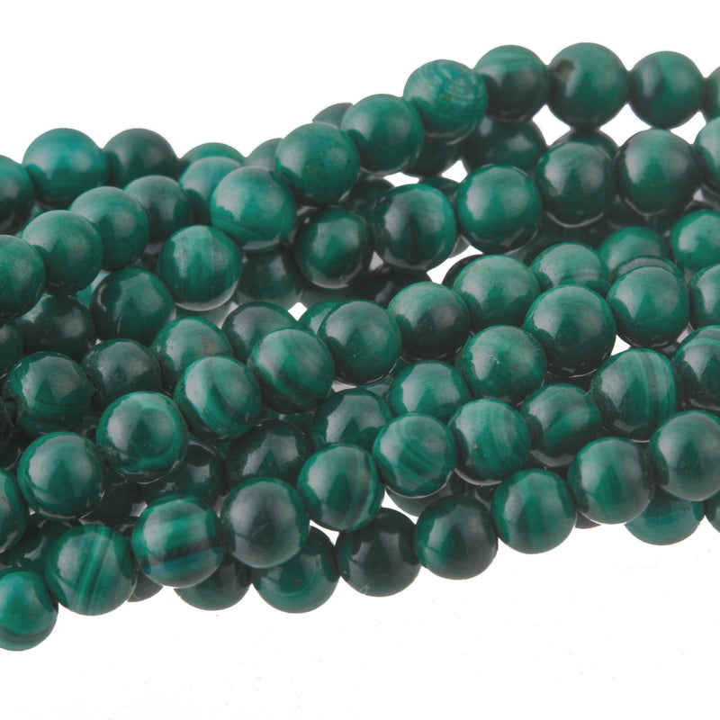 3mm Old stock AA grade Malachite smooth round beads. Vintage 1980s.