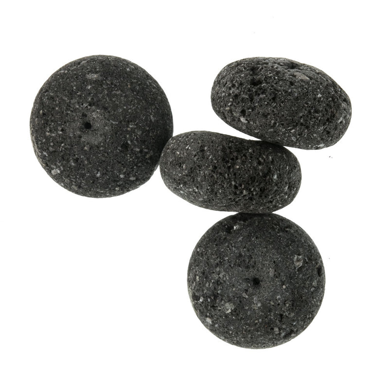 Vintage stock volcanic lava rock disk beads, 18x12mm. Package of 6.