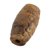 Vintage elaborately carved and etched brown and golden marbled alabaster large barrel bead. 40x21mm. Collector's estate. 1970s. 