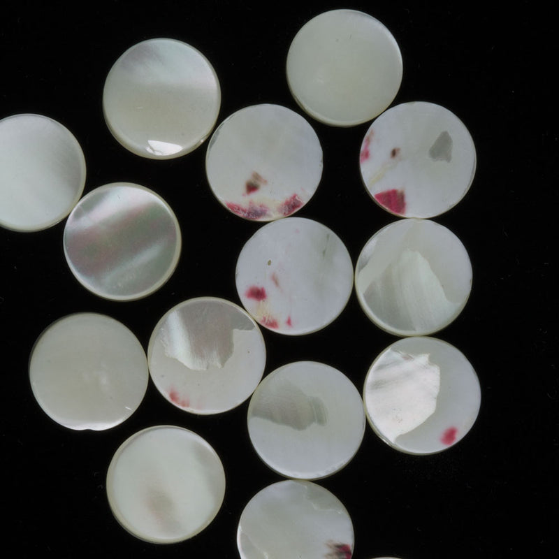 Vintage mother of pearl round disks 11mm diameter pkg of 10. 
