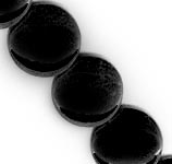 Black Onyx lentil-shaped bead. 20mm. Pkg of 1. b4-ony179