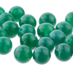 6mm smooth translucent green onyx beads. Vintage stock 1990s. Pkg50.