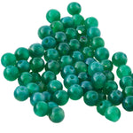 6mm smooth translucent green onyx beads. Vintage stock 1990s. Pkg50.