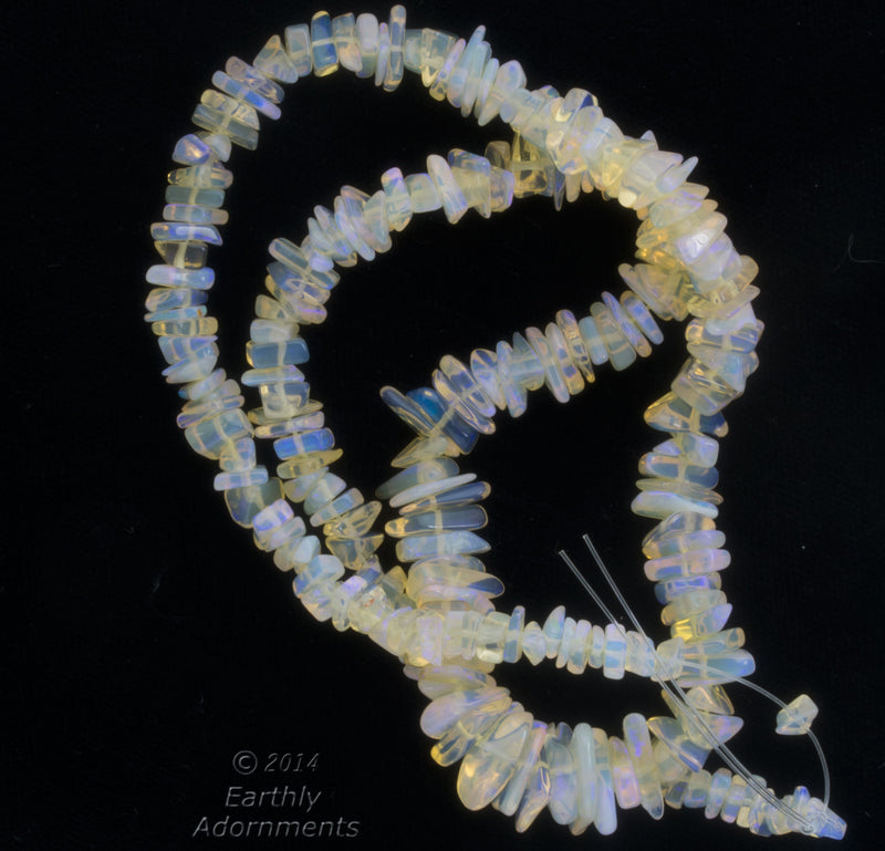 Vintage natural Australian opal polished chips strand. 15" strand. 