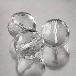 16 mm faceted genuine clear quartz crystal faceted round bead, Pkg of 1.