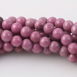 Rhodonite 6mm smooth round beads. Vintage A quality 1980s. 16 in. strand.