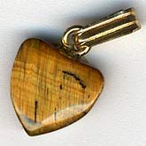 Vintage Tiger Eye Agate gemstone heart pendant with bail.  12mm. 
