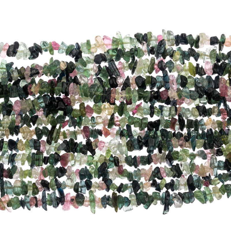 Vintage natural Tourmaline chip bead strand, 5-9mm. 12 inch strand.  b4-tou081