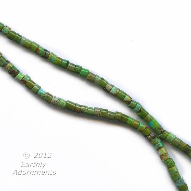 Turquoise heishi, beads average 2x3mm. 16-inch strand.