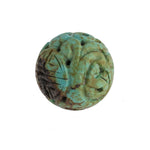 Vintage carved and pierced Chinese turquoise 30mm round Shou bead.