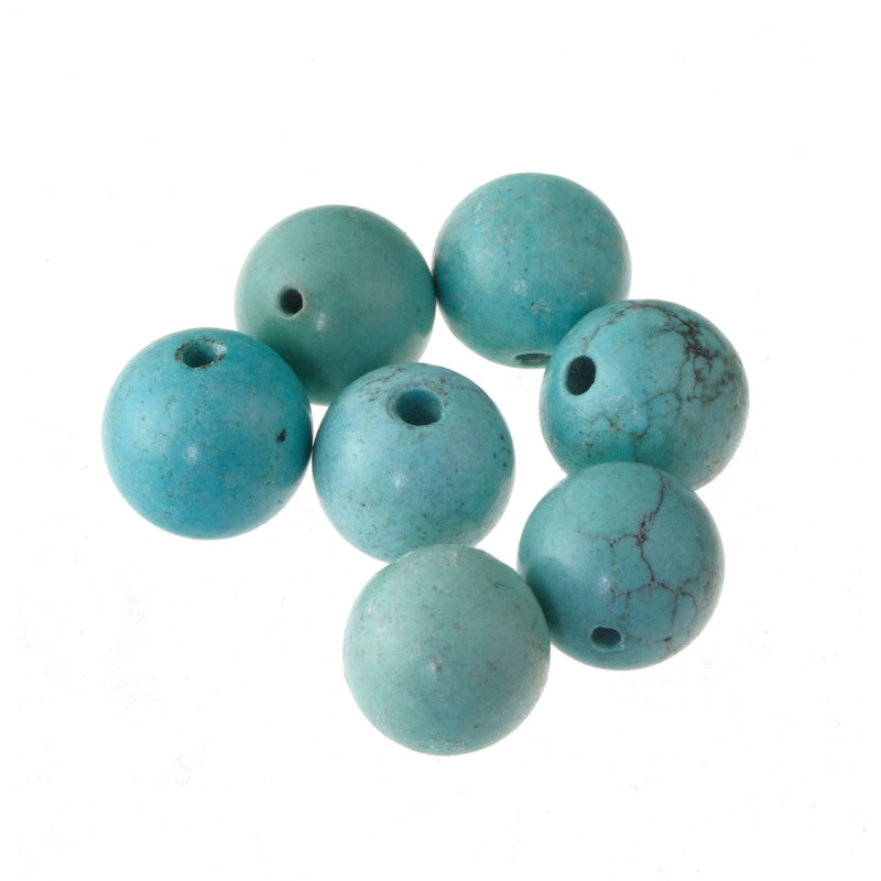 Old stock natural AA quality Hubei turquoise, 6-6.5mm smooth round beads. Pkg10. 