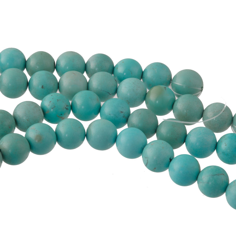 Old stock natural AA quality Hubei turquoise, 9-9.5mm smooth round beads. Pkg2.