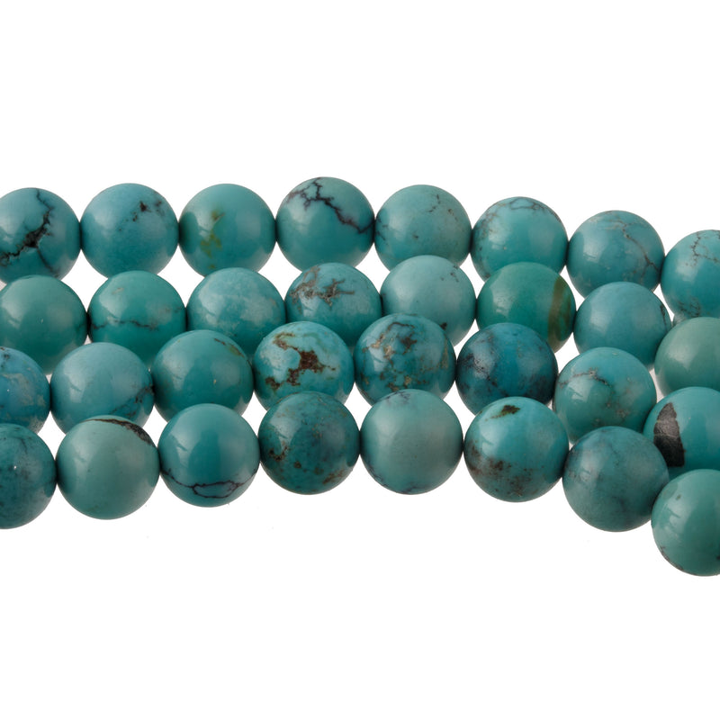 Vintage genuine natural AA quality Hubei turquoise, 8mm smooth round beads. 8 in. strand. 