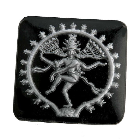 Hindu god Shiva intaglio cabochon. flat back. West Germany 1950s. 25mm. sq. Sold individually. B5-0125