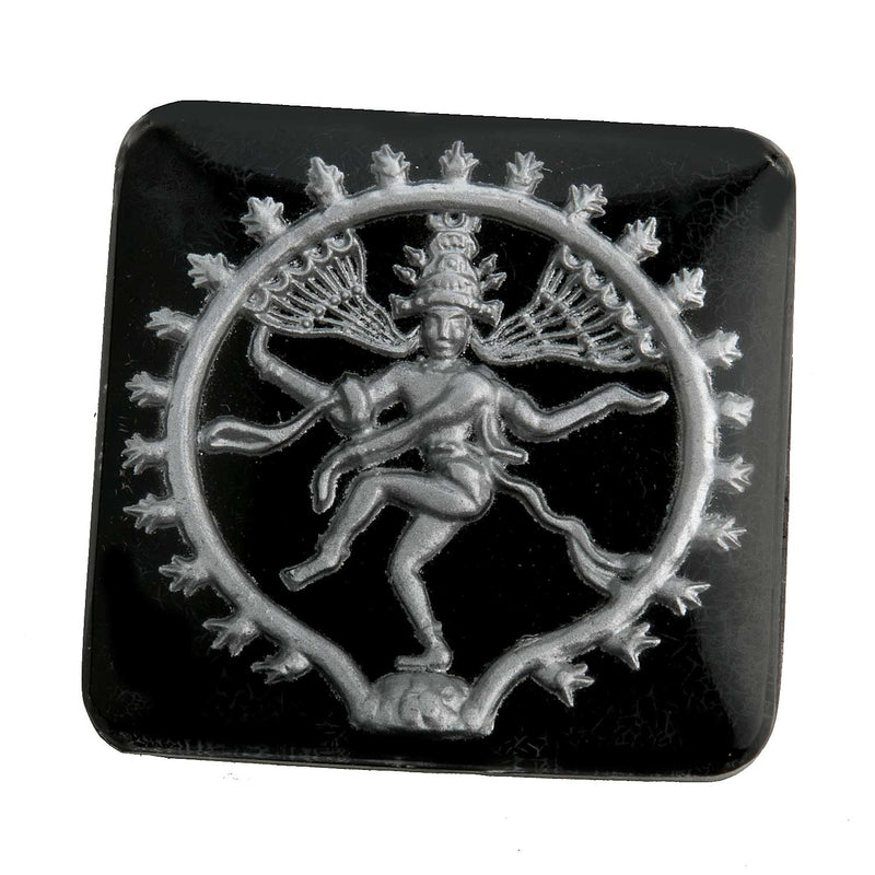 Hindu god Shiva intaglio stone. flat back. West Germany 1950s. 25mm. sq. Sold individually.