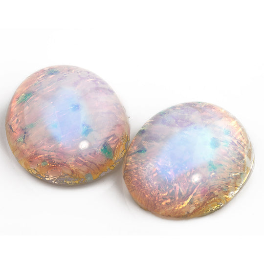 Opal glass cabochon. Japan. 12x10mm. Pkg of 2. b5-0257-1