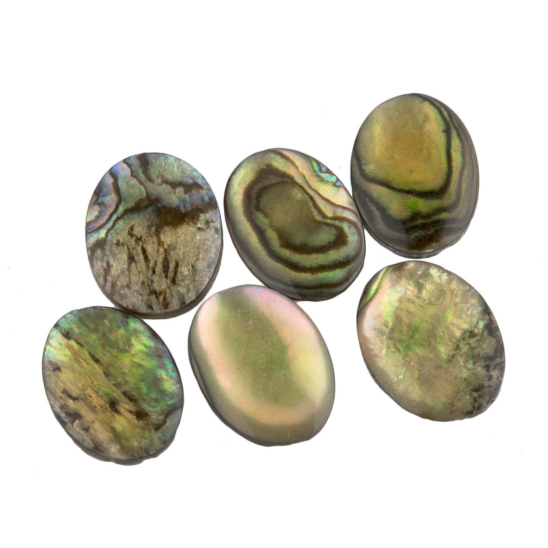Natural solid abalone oval cabochons,  13 x 18mm  Pkg. 2