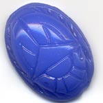 Vintage molded opaque blue glass scarab cabochon. 18x13mm. Pkg of 1.