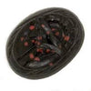 Vintage jet glass scarab with speckles and heiroglyphs. 16x12mm Pkg of 1.