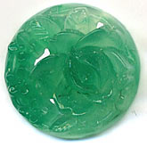 Occupied Japan molded carved jade glass stones. 13mm. Pkg of 2.