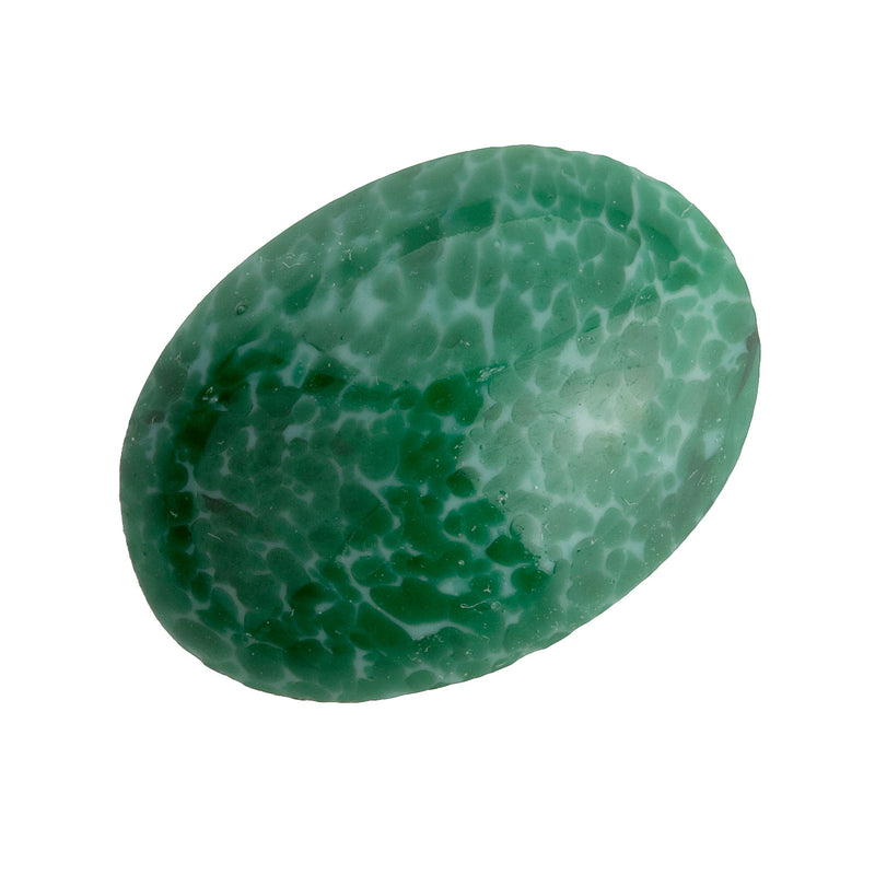 Vintage West German mottled jade glass oval stones. 25x18mm. Pkg of 1