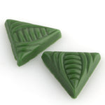Green art deco molded glass stone. 16x18mm, 18mm ea side. . Pkg of 1.