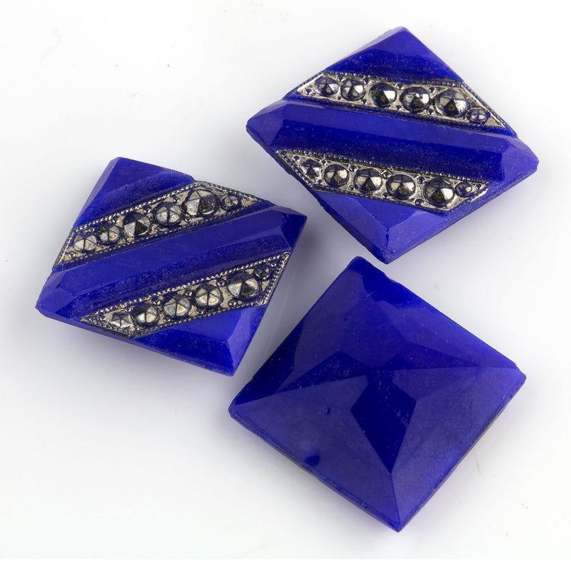 Art Deco Czech glass square glass stone. 12mm. Sold individually. 