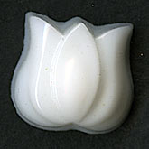 Tulip Cabochon, opaque chalk white glass. West Germany. 12x12mm. Pkg 2. b5-428e