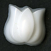 Vintage opaque chalk white flat back tulip. West Germany, 12x12mm. Pkg of 2.