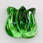 Emerald Tulip Cabochon, foil, flat back. West Germany. 12x12mm. Pkg 2. b5-428f