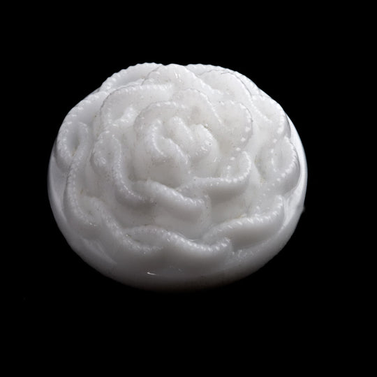 Twisted Rope Cabochon, white glass, Japanese. 14mm. Pkg of 1. b5-430