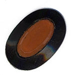 Art Deco 1920's Bohemian two layer jet and carnelian glass cabs. Czecho-Slovakia 7x11mm. Pkg of 4.