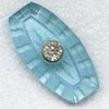 Vintage1920s etched blue oval cabochon with rhinestone setting 17x10mm. Pkg 2.