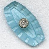 Vintage1920s etched blue oval cabochon with rhinestone setting 17x10mm. Pkg 2.
