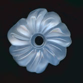 Flower Cabochon with center hole, satin glass, blue . 15mm. Pkg of 2. b5-493