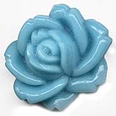 Turquoise Blue Glass Rose Cabochon, Cherry Brand, Japanese. 27x24mm. Pkg 1. b5-509