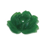 Vintage Japanese Cherry Brand molded glass rose in chrysoprase green, 27x20mm. Pkg of 1. 