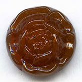 Flower Cabochons or Buttons, round brown glass, Japanese. 15mm. Pkg 1. b5-523