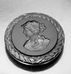 Vintage hemitate glass intaglio of womans profile. 36mm. Pkg of 1.