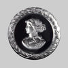 Vintage hemitate glass intaglio of womans profile. 36mm. Pkg of 1.