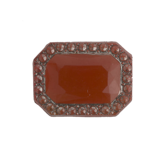 Framed Octagonal Carnelian-Glass Cabochon, Art Deco, 1920s. Pkg 1. b5-528-5