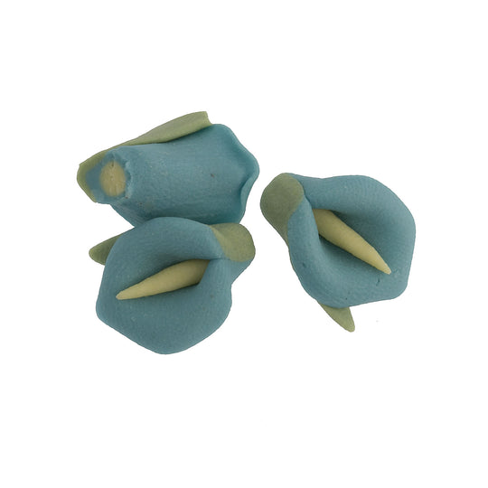 Calla Lilly Cabochon, blue porcelain.  6x12mm.  Pkg. of 2.  B5-531-3