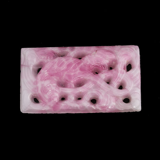 Animal in Vines Cabochon, molded rose glass. Gablonz. 34x20mm. Pkg of 1. b5-535