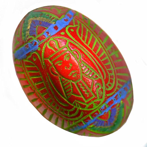 Egyptian Revival pressed glass cabochon, button or hatpin stone 1920s Czechoslovakia. b5-556