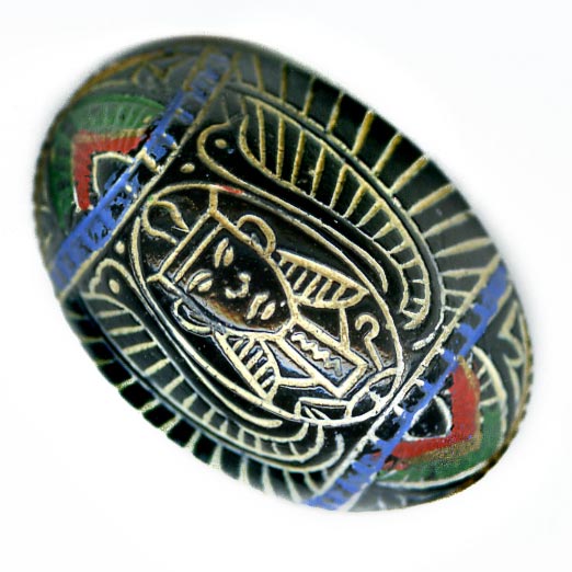 Old Czech high domed Egyptian revival cabochon 23x15.5mm. Pkg of 1.
