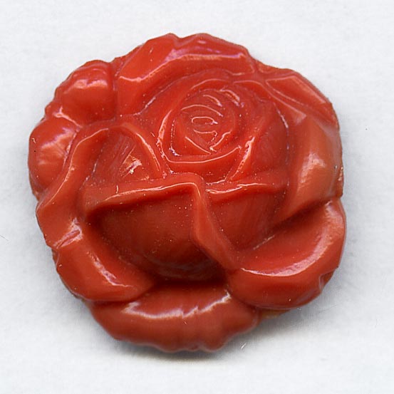 Vintage molded coral glass rose stone 20mm pkg of 1.