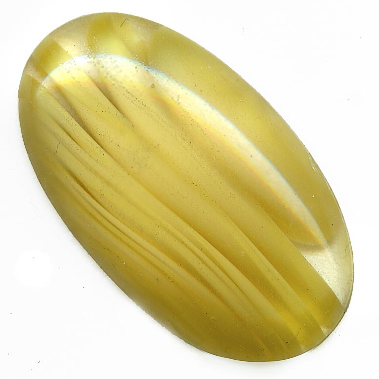 Antique yellow satin glass cabochon, early 20th century, Gablonz, Bohemia 38x22mm pkg of 1.