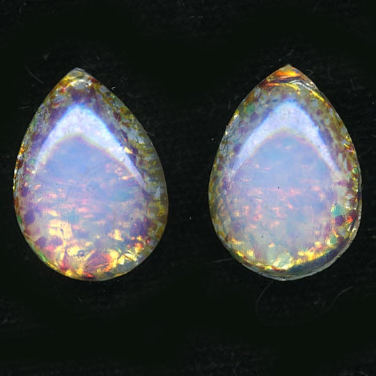 Opal Glass Teardrop Cabochon, foiled. Cherry Brand, Japanese. Pkg 2. b5-611