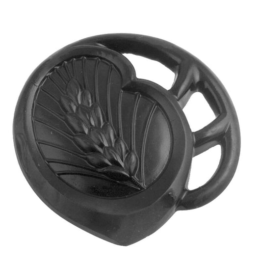 Art Nouveau Wheat Design Cabochon, molded black glass, French. 32x30mm. b5-630